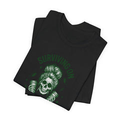 Messy Bun Skull with Coffee - Women Humor T-Shirt
