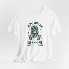 Messy Bun Skull with Coffee - Women Humor T-Shirt