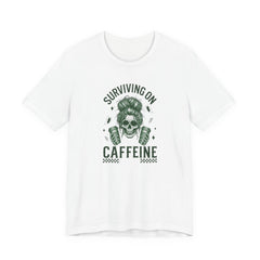 Messy Bun Skull with Coffee - Women Humor T-Shirt