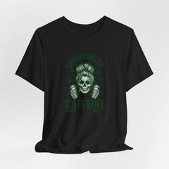 Messy Bun Skull with Coffee - Women Humor T-Shirt