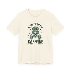 Messy Bun Skull with Coffee - Women Humor T-Shirt