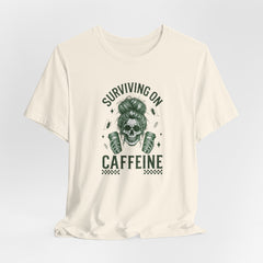Messy Bun Skull with Coffee - Women Humor T-Shirt